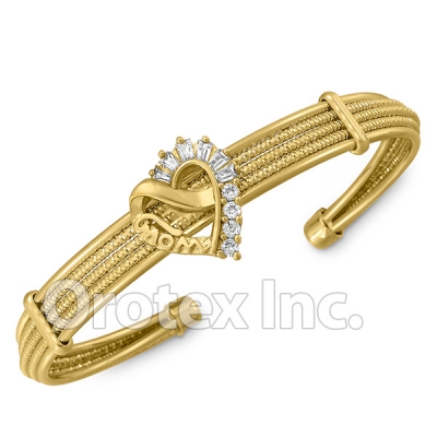 CB 001 Orotex Gold Layered CZ Cuff Bangle